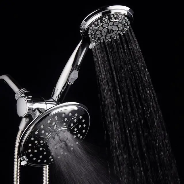 Alt view image 4 of 7 - 30-Setting Ultra-Luxury 6 inch Rainfall Shower Head & Handheld 3-way Combo with Water Saving Pause Switch and Stainless Steel Hose/Enjoy Separately or Together! Premium All Chrome Finish