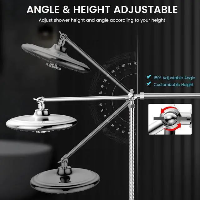 Alt view image 7 of 7 - FEELSO 10" High Pressure Shower Head Combo with Handheld Spray, 16 Settings, 11" Adjustable Arm, ON/OFF Pause Switch (Chrome)