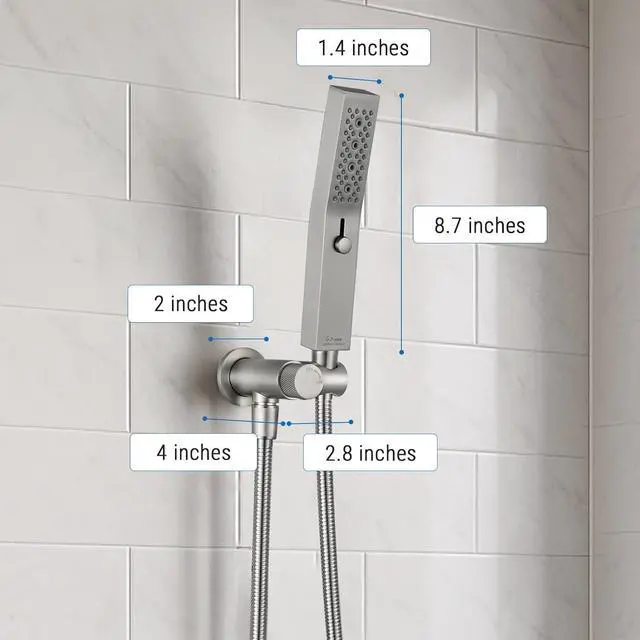 Alt view image 6 of 7 - G-Promise All Metal Handheld Shower Set with 3-Function Showerwand, included Handheld Holder to Control on/off Switch and 70 Inch Tangle-Free Stainless Steel Hose