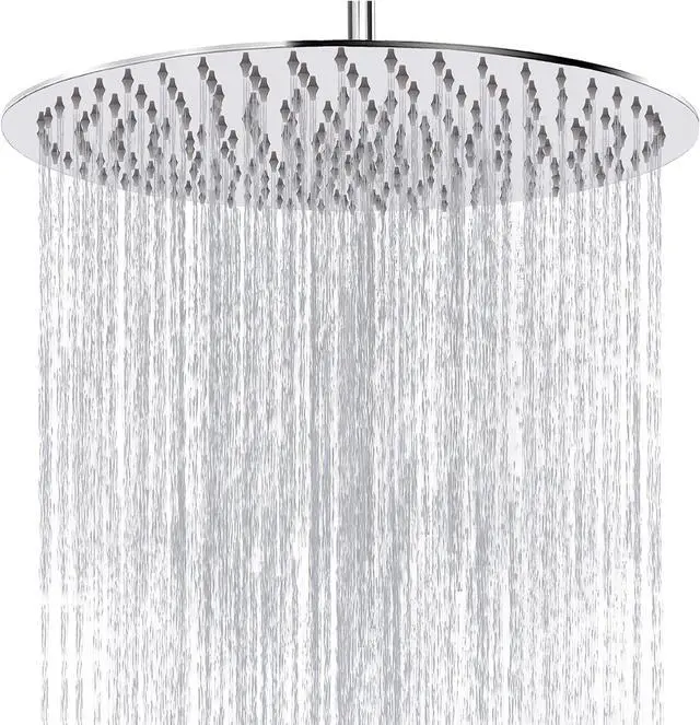 Main image of Rain Shower Head, Katezon High Flow Rainfall Showerhead Stainless Steel, Bathroom Waterfall Shower Universal Wall Ceiling Mount (12'', Chrome)