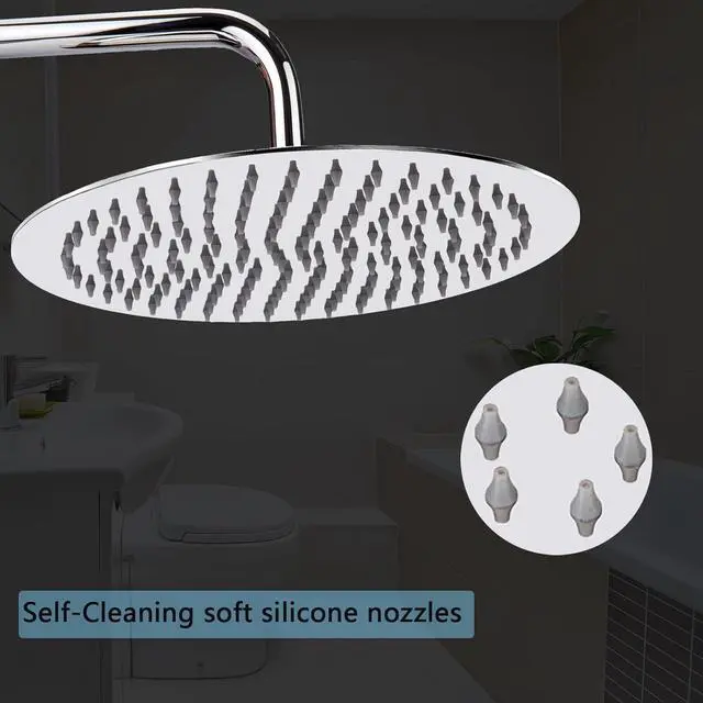 Alt view image 5 of 7 - Rain Shower Head, Katezon High Flow Rainfall Showerhead Stainless Steel, Bathroom Waterfall Shower Universal Wall Ceiling Mount (12'', Chrome)