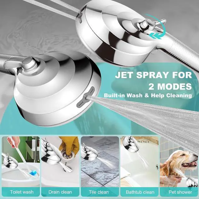 Alt view image 5 of 7 - Filtered Shower Head with Handheld, 8+2 Modes High Pressure with Multi-Stage Filter Beads for Hard Water - Gentle on Skin & Hair, Long Stainless Steel Hose, Overhead Brackets, G1/2 Universal (Chrome)