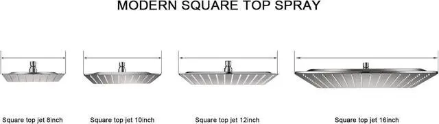 Alt view image 3 of 5 - Square Rain Shower Head, Ultra-Thin Design 304 Stainless Steel Ceiling Shower Head, Modern High Pressure Waterfall Shower Head (Brushed Nickel, 12)