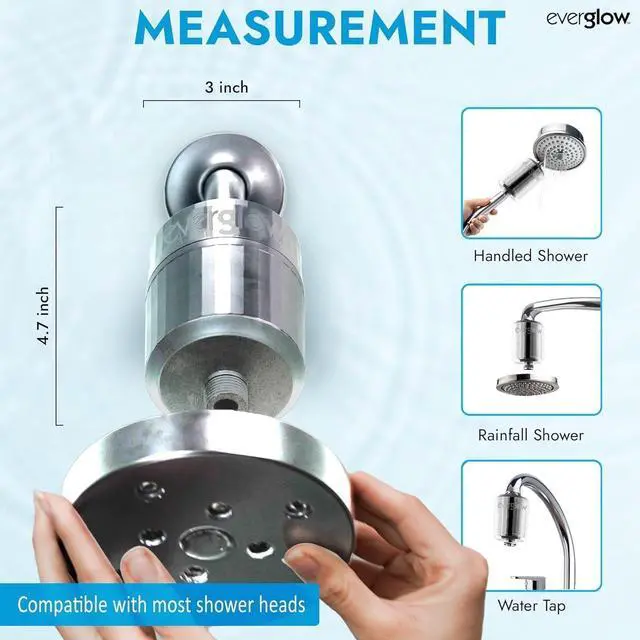 Alt view image 5 of 7 - EVERGLOW 2-Pack Filtered Shower Heads for Hard Water with 2 Vitamin C Cartridges | Removes Chlorine, Heavy Metals, and Toxins | Water Softener for Dry Skin, Eczema, Dandruff | Healthy Hair & Skin Care