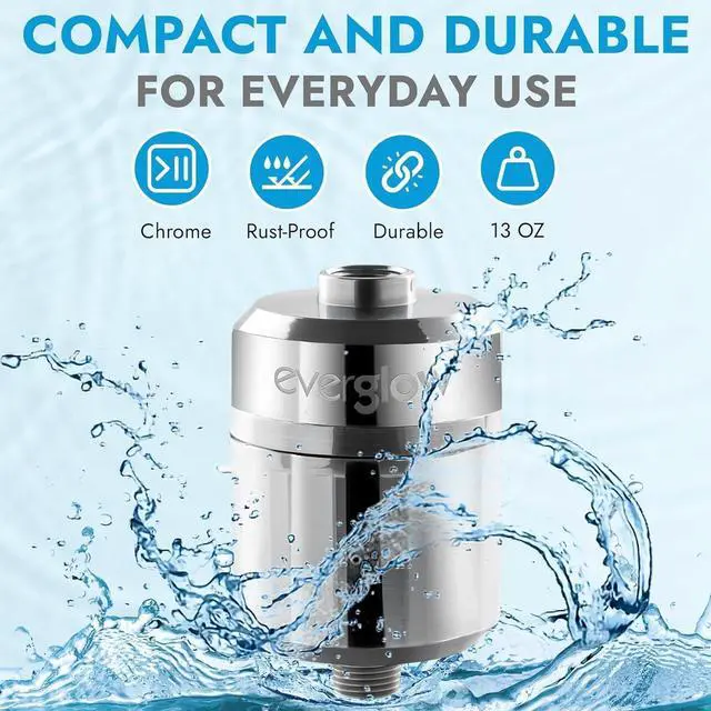 Alt view image 6 of 7 - EVERGLOW 2-Pack Filtered Shower Heads for Hard Water with 2 Vitamin C Cartridges | Removes Chlorine, Heavy Metals, and Toxins | Water Softener for Dry Skin, Eczema, Dandruff | Healthy Hair & Skin Care