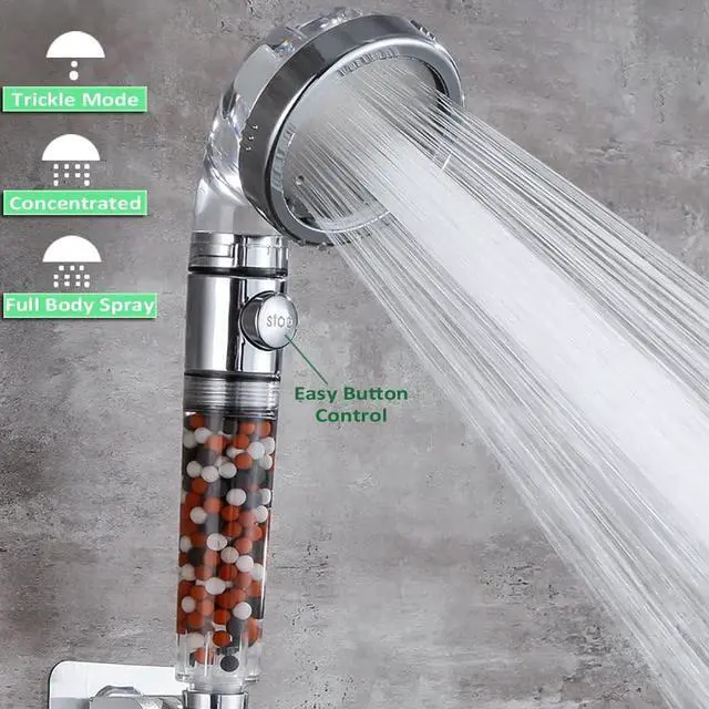 Alt view image 3 of 6 - IHAO Filter Showerhead with Bracket Metal Hose High Pressure Handheld Shower Purifying Hard Water Softener Chlorine Flouride Filter Multi Modes Changeable Shower head Fresh Dry Skin & Hair Loss