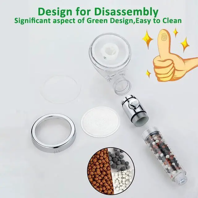 Alt view image 6 of 6 - IHAO Filter Showerhead with Bracket Metal Hose High Pressure Handheld Shower Purifying Hard Water Softener Chlorine Flouride Filter Multi Modes Changeable Shower head Fresh Dry Skin & Hair Loss