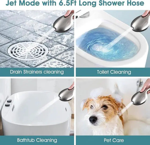 Alt view image 5 of 7 - Hand Shower with Slide Bar, High Pressure 10 Setting Handheld Shower Head, Adjustable Height 24" Slide Bar, Wall Supply Elbow and 6.6ft Extra Long Shower Hose - Brushed Nickel