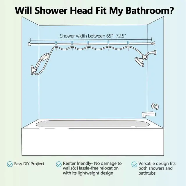 Alt view image 2 of 7 - Double Shower Head for Couple, High Pressure Dual Showerhead, Adjustable Height Shower Rod, 5-Setting Handheld Shower Head, 5-Setting Handheld Shower Head, Chrome