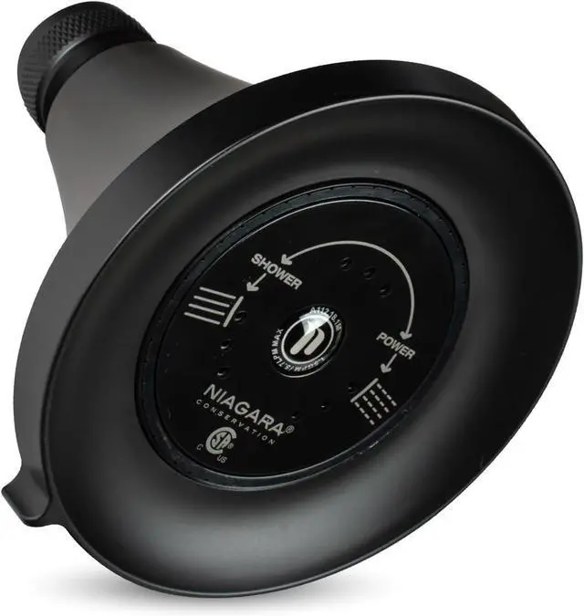 Main image of Niagara Conservation N3915MB Earth Luxe 3-Spray with 1.5 GPM 3.35-in. Wall Mount Adjustable Fixed Shower Head in Matte Black, 1-Pack | Bathroom Shower Head Sprayer with Pressure Compensation