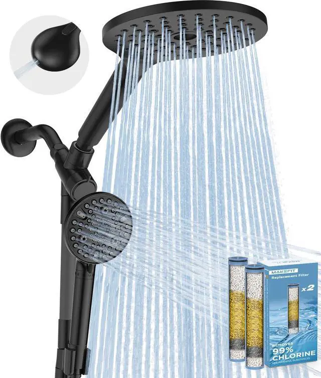 Main image of MakeFit Dual Filtered Rain Shower Head Combo, High Pressure Handheld Shower Head with Adjustable Bar - Rainfall Shower Head And Showerhead with Filter for Hard Water - Removes Chlorine