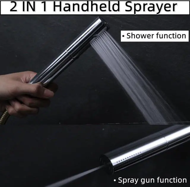 Alt view image 2 of 6 - AYIVG Chrome Finish Round Brass 2 In 1 Function High Pressure Handheld Shower Head Sprayer Hand Shower Wand with 59 Inch Hose For Bathroom Shower System