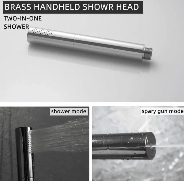 Alt view image 6 of 6 - AYIVG Chrome Finish Round Brass 2 In 1 Function High Pressure Handheld Shower Head Sprayer Hand Shower Wand with 59 Inch Hose For Bathroom Shower System