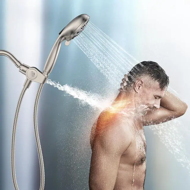 Alt view image 2 of 7 - MakeFit Filtered Shower Head with Handheld Combo Brushed Nickel - Dual 2-in-1 Spa System with Massage Shower Head and 10 Modes Hand Held Showerhead, High Pressure, Buit in Power Wash Mode