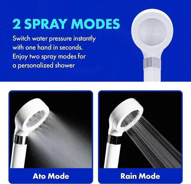 Alt view image 3 of 7 - Dr.Piel Ato Shower Head with Dual modes - Filtered shower head with handheld, High pressure Rain shower & Soft water shower for sensitive skin, Removes Chlorine and Impurities