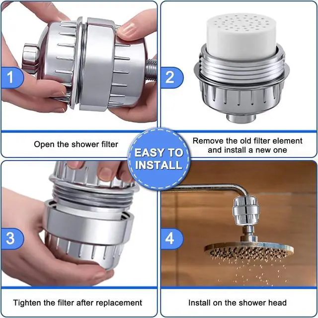 Alt view image 7 of 7 - 4 Pack 15 Stage Shower Filter Replacement Cartridge Filter with Vitamin C Shower Head Replacement for Hard Water by Cenipar