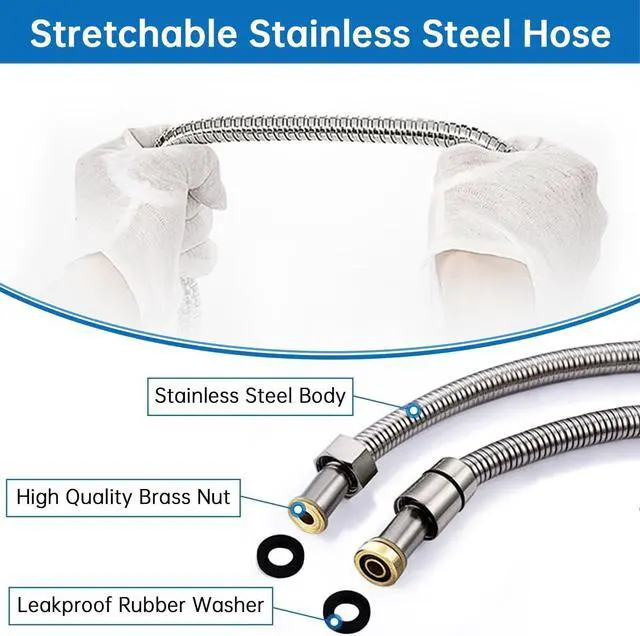 Alt view image 6 of 7 - G-Promise Solid Metal Brushed Nickel Handheld Shower Head With Extra Long Stainless Steel Hose & Water Saving On/Off Pause Valve, Modern Style, 1 Setting, 10 Year Warranty