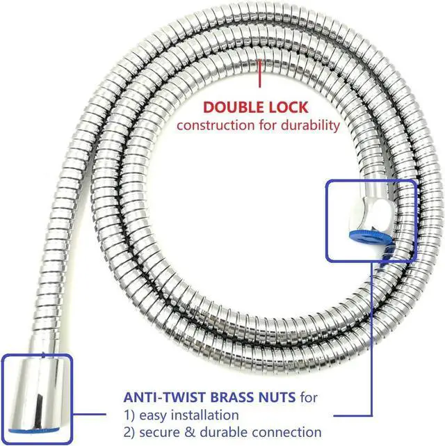 Alt view image 5 of 7 - 5-Inch Anti-Clog High Pressure 3-Way LARGE Dual Shower Head with Handheld Spray - 5-Spray Setting/BRASS CONNECTOR/5 Ft Stainless Steel Hose/All Chrome (SS5450CCP)
