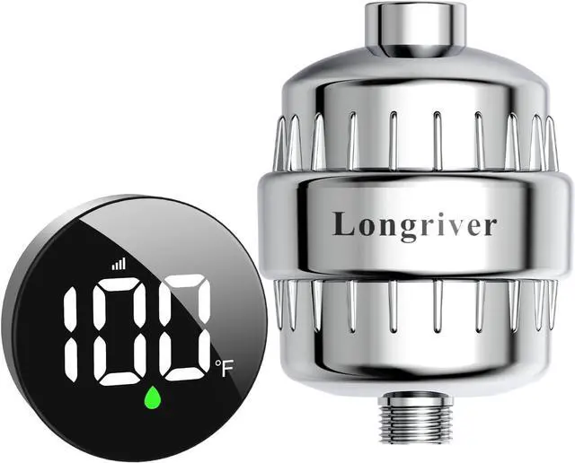 Main image of Tem8 Bathroom Shower Filter Fixture with Wireless Temperature Display | Hard Water Purifier 99.99% Remove Chlorine & Heavy Metals | Improve Skin & Hair Health | Chrome Hardware Accessories