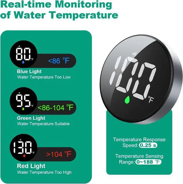 Alt view image 4 of 7 - Tem8 Bathroom Shower Filter Fixture with Wireless Temperature Display | Hard Water Purifier 99.99% Remove Chlorine & Heavy Metals | Improve Skin & Hair Health | Chrome Hardware Accessories