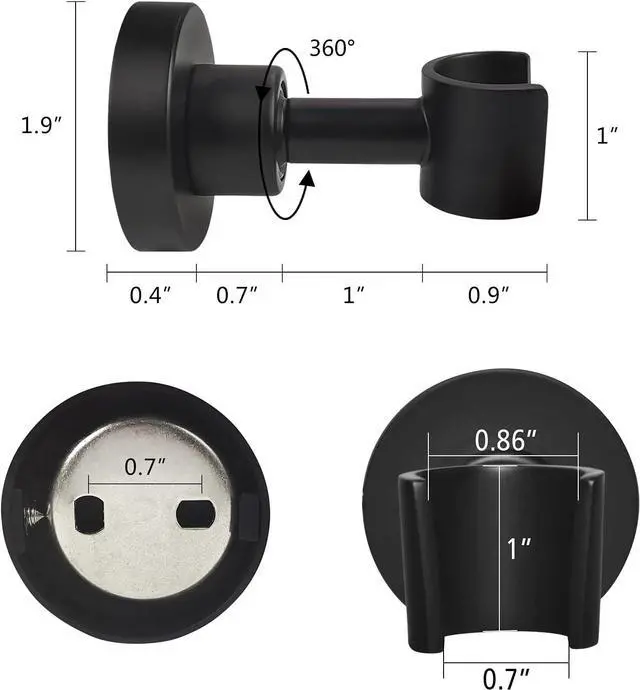 Alt view image 4 of 6 - PHASAT Shower Head Holder Wall Mount SUS304 Stainless Steel Shower Wand Holder,Adjustable Handheld Shower Head Bracket Holder Matte Black,A13021B