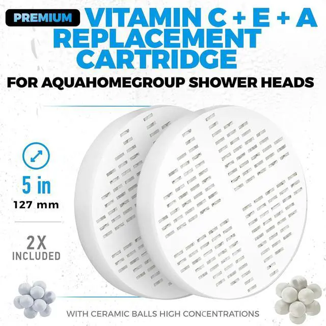 Alt view image 2 of 7 - AquaHomeGroup 20-Stage Shower Filter Replacement Cartridge & Vitamin C + E + A Cartridges (2-Pack, No Housing) - Improve Shower Water Quality and Promote Healthier Skin and Hair