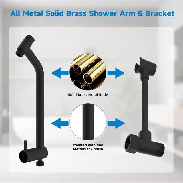 Alt view image 6 of 7 - Filtered Dual Shower Heads with Handheld Spary Combo, 3-Way High Pressure 10 Modes Handheld Shower & 7 Modes Rain Shower Separately or Together, with 20 Stage Shower Filter, Matteblack