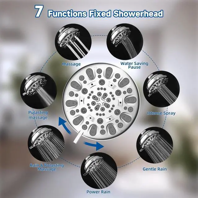 Alt view image 3 of 7 - Metal Dual Shower Head Easy Reach, High Pressure 10-Spray Handheld Showerhead Rainfall Shower Head Combo with 11" Shower Extension Arm, 71" Hose, 3-way Diverter, Brass Shower Holder, Chrome