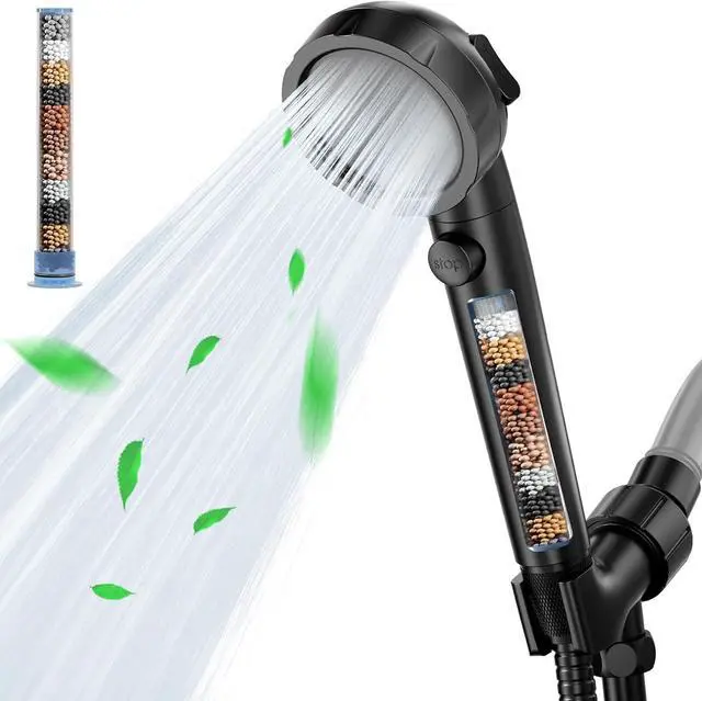 Main image of KAIYING Handheld Shower Head with Filters, High Pressure Mineral Shower Heads with Hose, Shower Envy Filtered Shower Head with Handheld, RV Shower with On Off Switch (Matte Black)