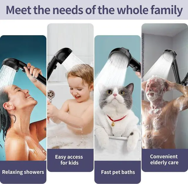 Alt view image 2 of 7 - KAIYING Handheld Shower Head with Filters, High Pressure Mineral Shower Heads with Hose, Shower Envy Filtered Shower Head with Handheld, RV Shower with On Off Switch (Matte Black)