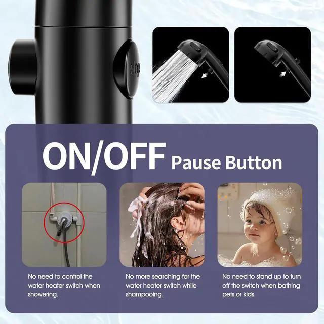 Alt view image 6 of 7 - KAIYING Handheld Shower Head with Filters, High Pressure Mineral Shower Heads with Hose, Shower Envy Filtered Shower Head with Handheld, RV Shower with On Off Switch (Matte Black)