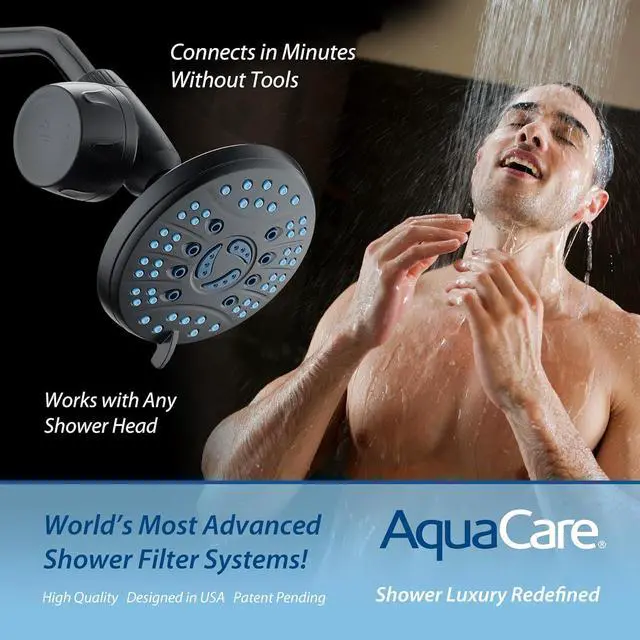 Alt view image 2 of 7 - AquaCare Skin & Hair - World's Most Advanced Shower Filter for Fixed or Handheld Shower Heads with ON/OFF Filtration Modes, Instant Cartridge Reload & Stay-Clean Enriched KDF Cartridge/Matte Black