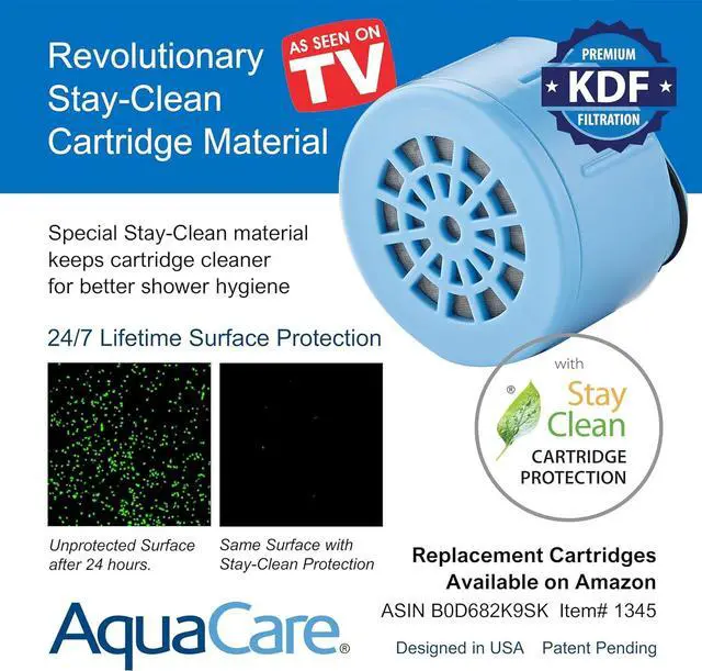 Alt view image 6 of 7 - AquaCare Skin & Hair - World's Most Advanced Shower Filter for Fixed or Handheld Shower Heads with ON/OFF Filtration Modes, Instant Cartridge Reload & Stay-Clean Enriched KDF Cartridge/Matte Black