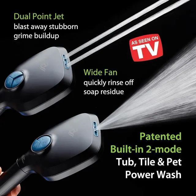Alt view image 3 of 7 - 6-way High Pressure 82 Spray Mode Filtered Showerhead Combo - Handheld Shower Head Filters Chlorine to Heal Dry Skin, Revive Hair - Dual Power Wash Cleans Tub, Tile, Pets - Hard Water Softener, Black