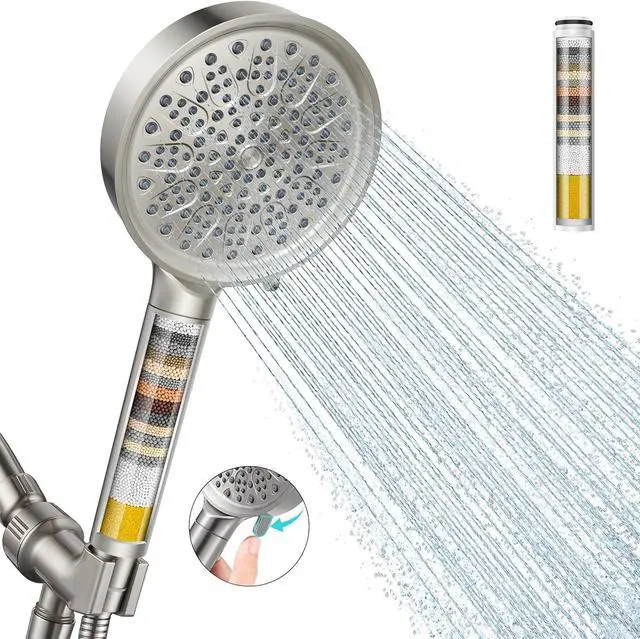 Main image of Cobbe Filtered Shower Head with Handheld, 6 Spray Modes, Water Softener Filters - Remove Chlorine, Reduce Dry Skin - Brushed Nickel