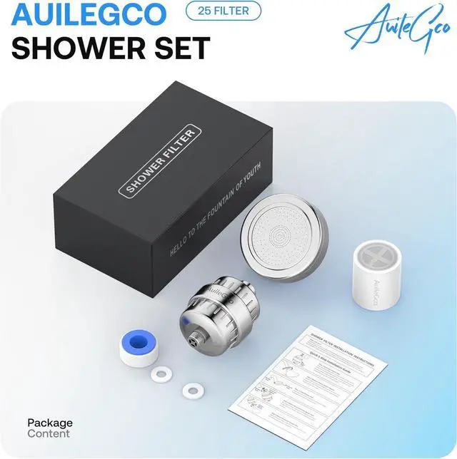 Alt view image 5 of 6 - 25+3 Stage AuileGco High-Output Filtered Shower Head Set-Shower Filter for Hard Water, Heavy Metals, Chlorine and Harmful Substance