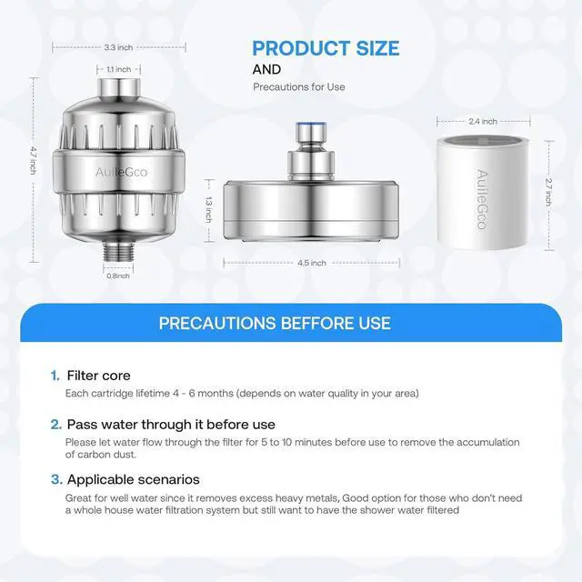Alt view image 6 of 6 - 25+3 Stage AuileGco High-Output Filtered Shower Head Set-Shower Filter for Hard Water, Heavy Metals, Chlorine and Harmful Substance
