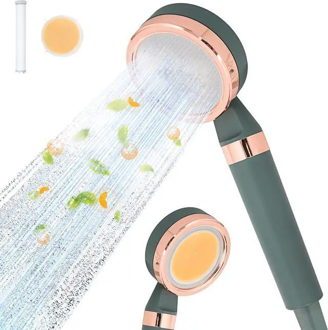 Main image of Dual Filtered Shower Head (Vitamin C & PP Filter) Filter Shower Head, High Pressure, Hard Water, Chlorine Removing, Dual Filtration (Vit-C & PP Filter), Replaceable Filters (Green)