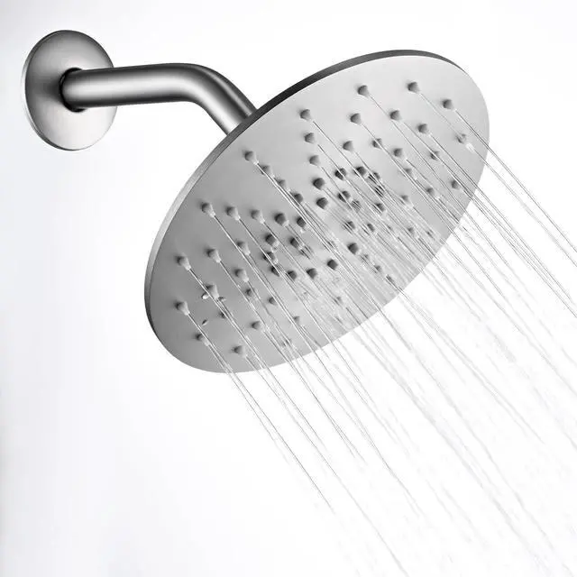 Main image of Rainfall Shower Head, MEDIOMI Rain Shower Head Set - Ultra-Thin Design High Flow Stainless Steel Large Round Rain Shower Heads with Shower Arm and Flange (8-Inch, Brushed Nickel)