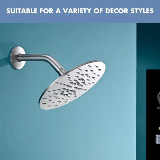 Alt view image 7 of 7 - Rainfall Shower Head, MEDIOMI Rain Shower Head Set - Ultra-Thin Design High Flow Stainless Steel Large Round Rain Shower Heads with Shower Arm and Flange (8-Inch, Brushed Nickel)