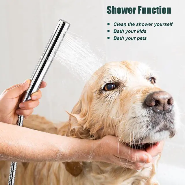 Alt view image 7 of 7 - Heyalan Brass 2 in1 Function Handheld Spray Hand Shower High Pressure Handheld Sprinklert Shower Wand with Shower Hose and ABS Hand Shower Holder, Polished Chrome