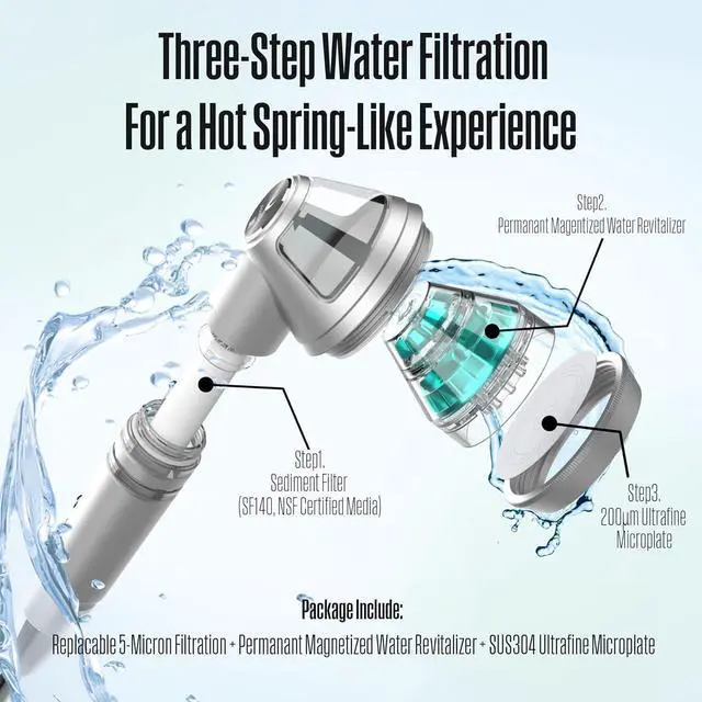 Alt view image 2 of 7 - POSEION BT100 DG Filtered Shower Head  Handheld, High Pressure, Magnetized Sediment Filter, Ultrafine Water Stream, Spa-Like Comfort, Durable Build, Made in Korea