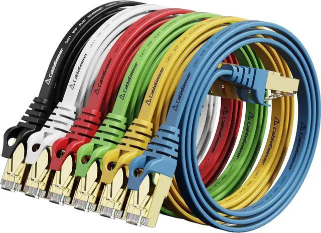 Main image of Cat 7 Ethernet Cable 1 ft 6 Pack (Highest Speed Cable) Cat7 Flat Shielded Ethernet Patch Cables - Internet Cable for Modem, Router, LAN, Computer - Compatible with Cat 5e, Cat 6 Network