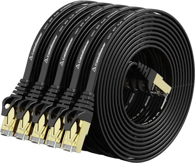 Main image of Cat 7 Ethernet Cable 10ft 5Pack Shielded (Highest Speed Cable) Flat Ethernet Patch Cables - High Speed Internet Cable for Modem, Router, LAN, Computer - Compatible with Cat 5e, Cat 6 Network