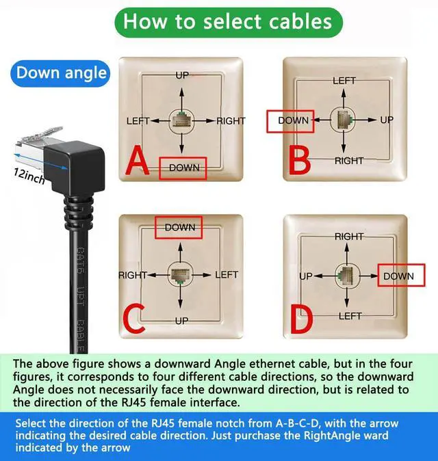 Alt view image 4 of 7 - 2Pack 90 Degree Cat6a Ethernet Cable Shielded 1.5ft Downward Angle, FTP-Cat6 Right Angle ethernet Patch Cable Short RJ45 Network Cable Short for 10Gpbs-Black