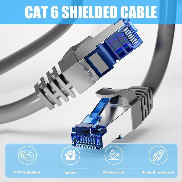 Alt view image 2 of 7 - Cat 6 Ethernet Cable 25ft, Cat 6 Outdoor&Indoor FTP Shielded Ethernet Cable, 23AWG Heavy Duty Network Cable, Waterproof, Direct Burial, UV Resistant, RJ45 Internet LAN Cable Patch Cords for Router