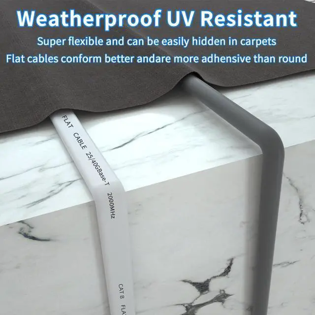 Alt view image 6 of 7 - Cat 8 Ethernet Cable 65 FT, Outdoor&Indoor High Speed Heavy Duty Network LAN Internet Cable,SFTP Gold Plated RJ45 40Gbps 2000Mhz Patch Cord, for Modem/Router/Gaming,Faster Than Cat7/Cat6/Cat5-White