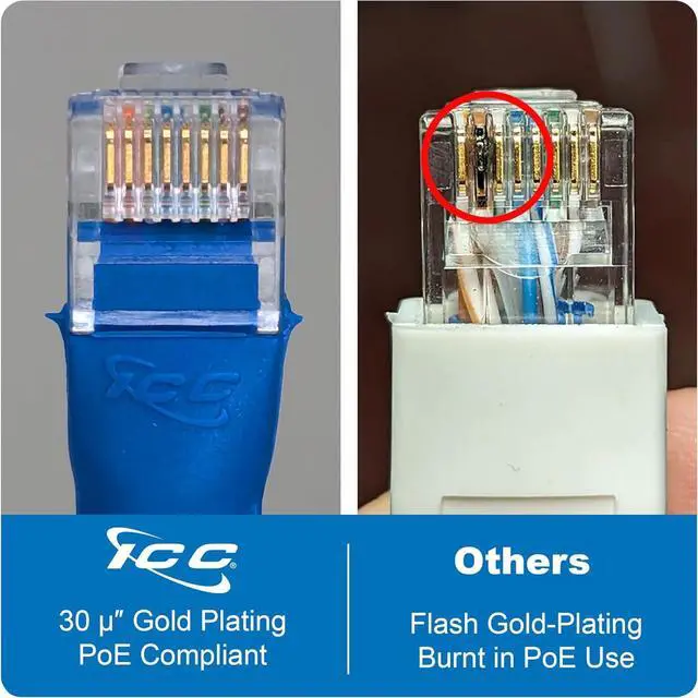 Alt view image 6 of 7 - ICC CAT6 Ethernet Patch Cord 25 FT 1-Pack, UTP 24 AWG UL Listed, PoE++, 100% Stranded Copper Snagless Patch Cable for Patch Panel to Network Switch for Data Center, Office, and Home, 25 Feet Orange