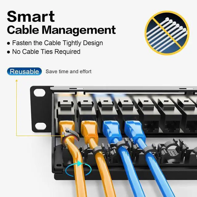 Alt view image 3 of 7 - Patch Panel 24 Port with 24 Pcs Cat6 Keystone JackEC Listed UTP 10G Support with Removable Back Bar 1U Network Patch Panel 19 Inch for Cat6,Cat5e,Cat5 (CAT6, 1U24Port)