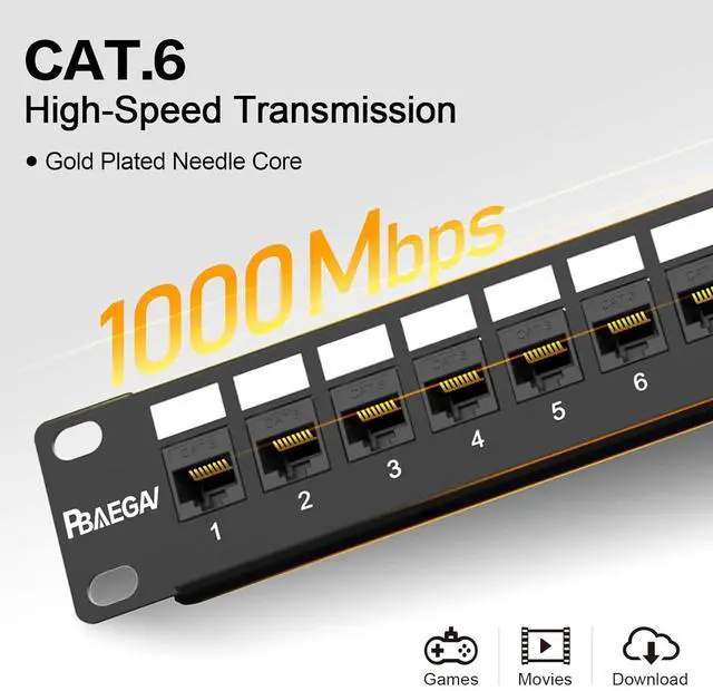 Alt view image 4 of 7 - Patch Panel 24 Port with 24 Pcs Cat6 Keystone JackEC Listed UTP 10G Support with Removable Back Bar 1U Network Patch Panel 19 Inch for Cat6,Cat5e,Cat5 (CAT6, 1U24Port)